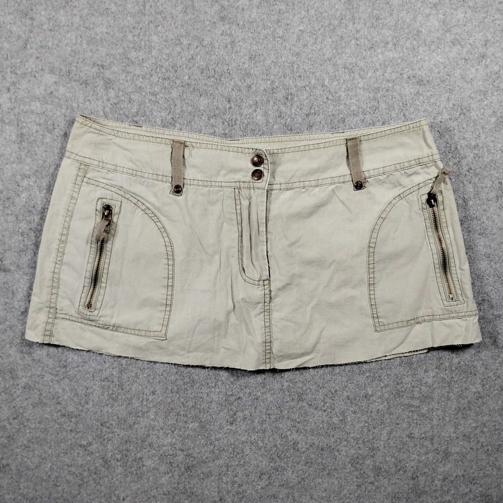 Faded Glory Y2K Women Beige Khaki Cotton Cargo Mini Skirt Size 10 Casual Pockets - Picture 1 of 7